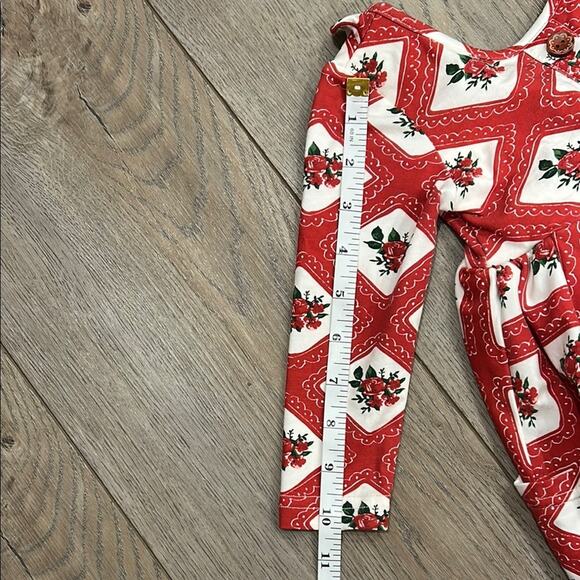 SweetHoney Toddler Girl Red Cream Long Sleeve Pockets Floral Rose Dress Size 18M - Picture 11 of 11